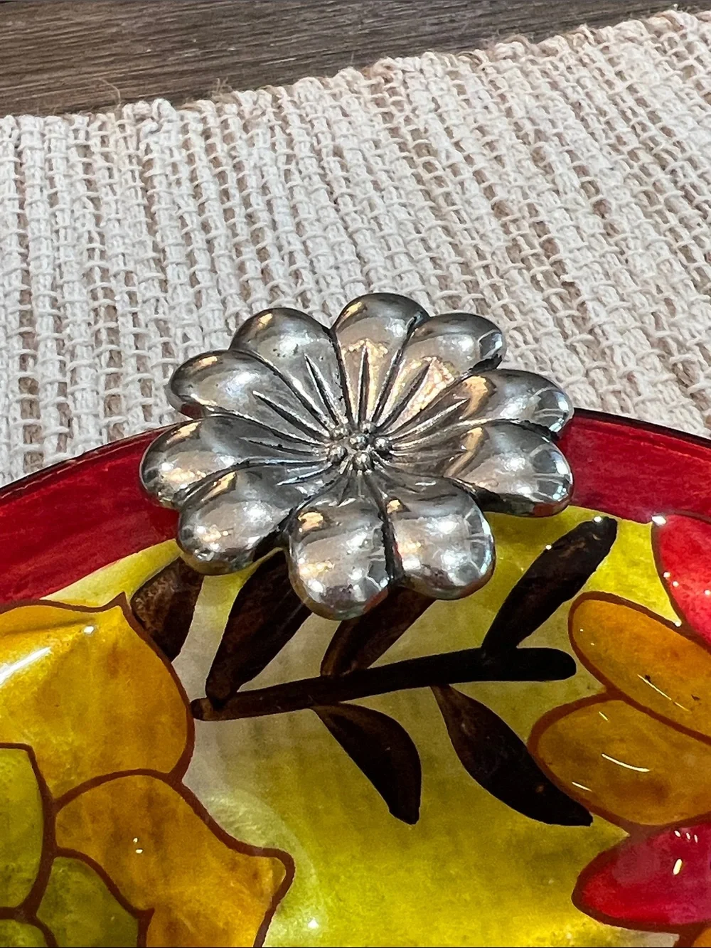 Rare Hand-Painted Floral Glass Bowls by Jennifer Brinley Entitled Natures Garden